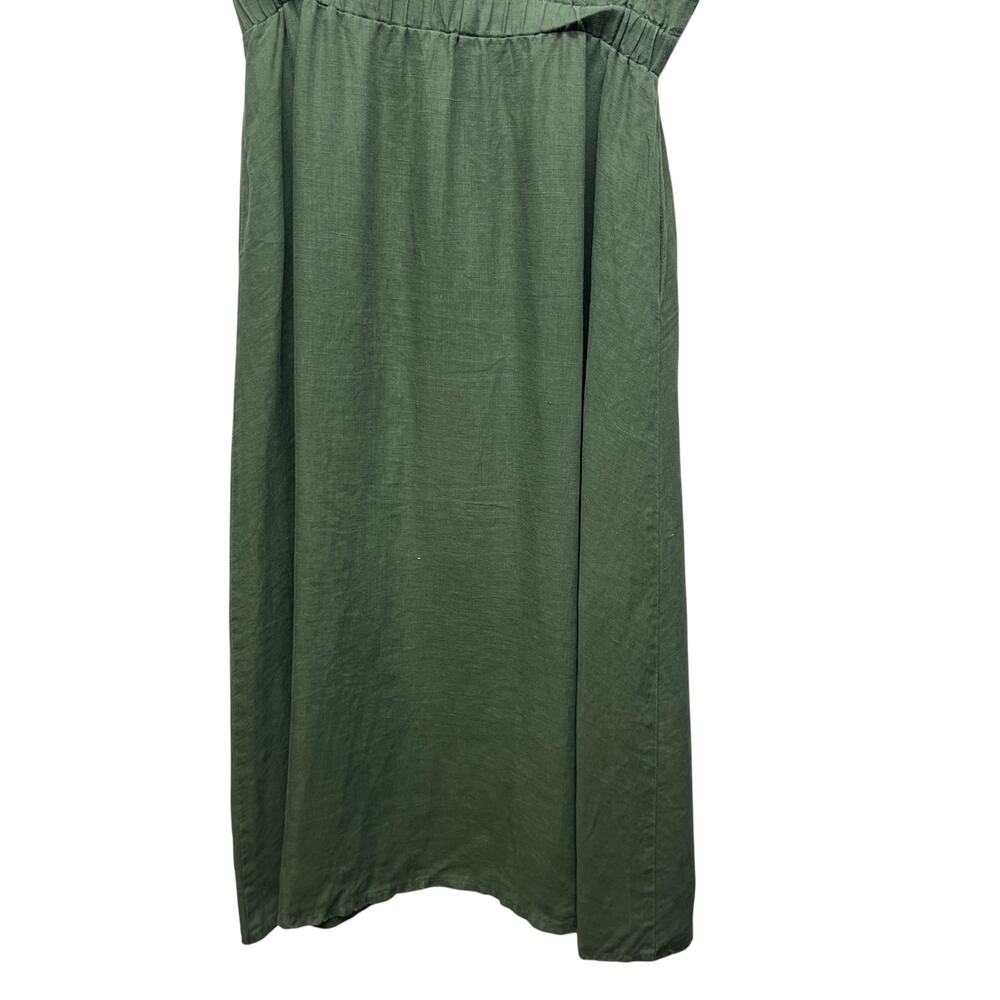 Ylistyle Linen Midi Dress Womens Large High Waist Pockets Beachy Coastal Resort - Picture 12 of 15